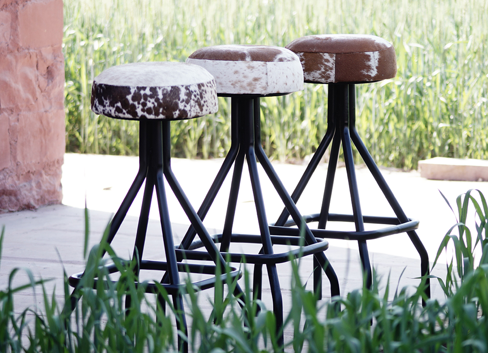 Arizona Cow Hide Stool Black and White